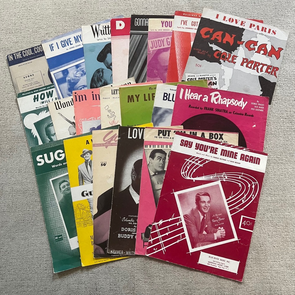 21 Vintage Sheet Music Lot 1940s 1950s Sinatra Crosby Doris Day Movie Themes
